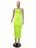 Spaghetti Strap Solid Color Bodycon Maxi Dresses Loveclb