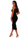 Spaghetti Strap Solid Color Bodycon Maxi Dresses Loveclb