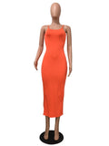 Spaghetti Strap Solid Color Bodycon Maxi Dresses Loveclb