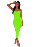 Spaghetti Strap Solid Color Bodycon Maxi Dresses Loveclb