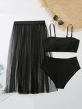 Three Piece Spaghetti Strap Swimsuit Set Loveclb