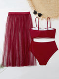 Three Piece Spaghetti Strap Swimsuit Set Loveclb