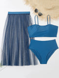 Three Piece Spaghetti Strap Swimsuit Set Loveclb