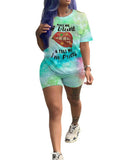 Tie Dye Round Neck Tops & Bodycon Pants