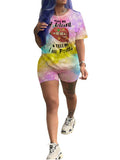 Tie Dye Round Neck Tops & Bodycon Pants Loveclb