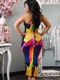 Tie Dyed Multicolor Strapless Bodycon Maxi Dresses Loveclb