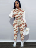 Two Piece Camouflage Print Pant Suits