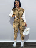 Two Piece Camouflage Print Pant Suits Loveclb