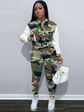 Two Piece Camouflage Print Pant Suits Loveclb