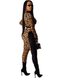 Two Piece Crop Top Leopard Print Long Pants Loveclb