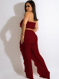 Two Piece Crop Top Wide Leg Long Pants Outfits Loveclb