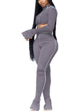 Two Piece Cutout Top Bodycon Long Pants Loveclb