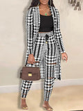 Two Piece Houndstooth Jackets & Cut Out Pants Loveclb