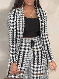 Two Piece Houndstooth Jackets & Cut Out Pants Loveclb