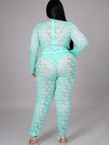 Two Piece Lace Long Sleeve Tops + Bodycon Pants Loveclb