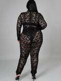 Two Piece Lace Long Sleeve Tops + Bodycon Pants Loveclb