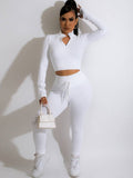 Two Piece Long Sleeve Crop Tops & Pants Loveclb