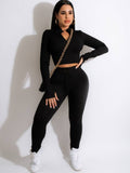 Two Piece Long Sleeve Crop Tops & Pants Loveclb