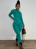 Two Piece Long Sleeve High Neck Legging Pants Outfits Loveclb