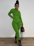 Two Piece Long Sleeve High Neck Legging Pants Outfits Loveclb