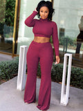 Two Piece Mock Neck Top Long Pants Outfits Loveclb