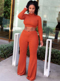 Two Piece Mock Neck Top Long Pants Outfits Loveclb