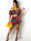 Two Piece Off Shoulder Crop Top & Short Pants Loveclb