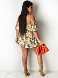 Two Piece Off Shoulder Crop Top & Short Pants Loveclb