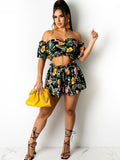 Two Piece Off Shoulder Crop Top & Short Pants Loveclb