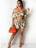 Two Piece Off Shoulder Crop Top & Short Pants Loveclb