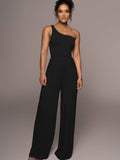 Two Piece One Shoulder Tops & Wide Leg Pants Loveclb