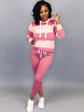 Two Piece Striped Hoodies & Drawstring Pants Loveclb