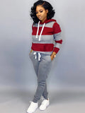 Two Piece Striped Hoodies & Drawstring Pants Loveclb