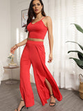 Two Piece Tank Top & Wide Leg Pants Suits