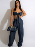 Two Piece Tube Top & Wide Leg Pants Loveclb