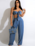 Two Piece Tube Top & Wide Leg Pants