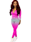 Two Piece Zipper Top Long Pants Sweatsuit