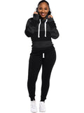 Two Pieces Stripes Pocket Hoodies + Drawstring Pants Loveclb