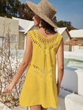 V Neck Hollow Out Beach Cover Up Dress Loveclb