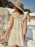 V Neck Hollow Out Beach Cover Up Dress Loveclb