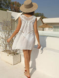 V Neck Hollow Out Beach Cover Up Dress Loveclb