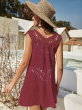 V Neck Hollow Out Beach Cover Up Dress Loveclb