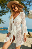 Angelica Tie-Waist Openwork Crochet Bikini Beach Cover Up