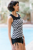 Hannah Plus Size Chevron Print Ruched Fuller Bust Tankini Set