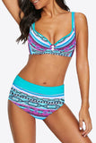 Sunset And Swim Printed Decorative Button Dd+ Bikini