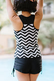 Hannah Plus Size Chevron Print Ruched Fuller Bust Tankini Set