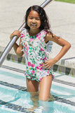 Girl Bring Me Flowers V-Neck One Piece Swimsuit