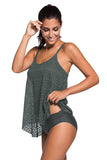 Plus Size Spaghetti Strap Scoop Neck Tankini Set