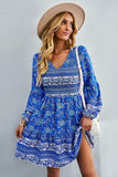 V-Neck Balloon Sleeve Dress