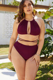 Plus Size Cutout Tied Backless Bikini Set Dd+ Bikini